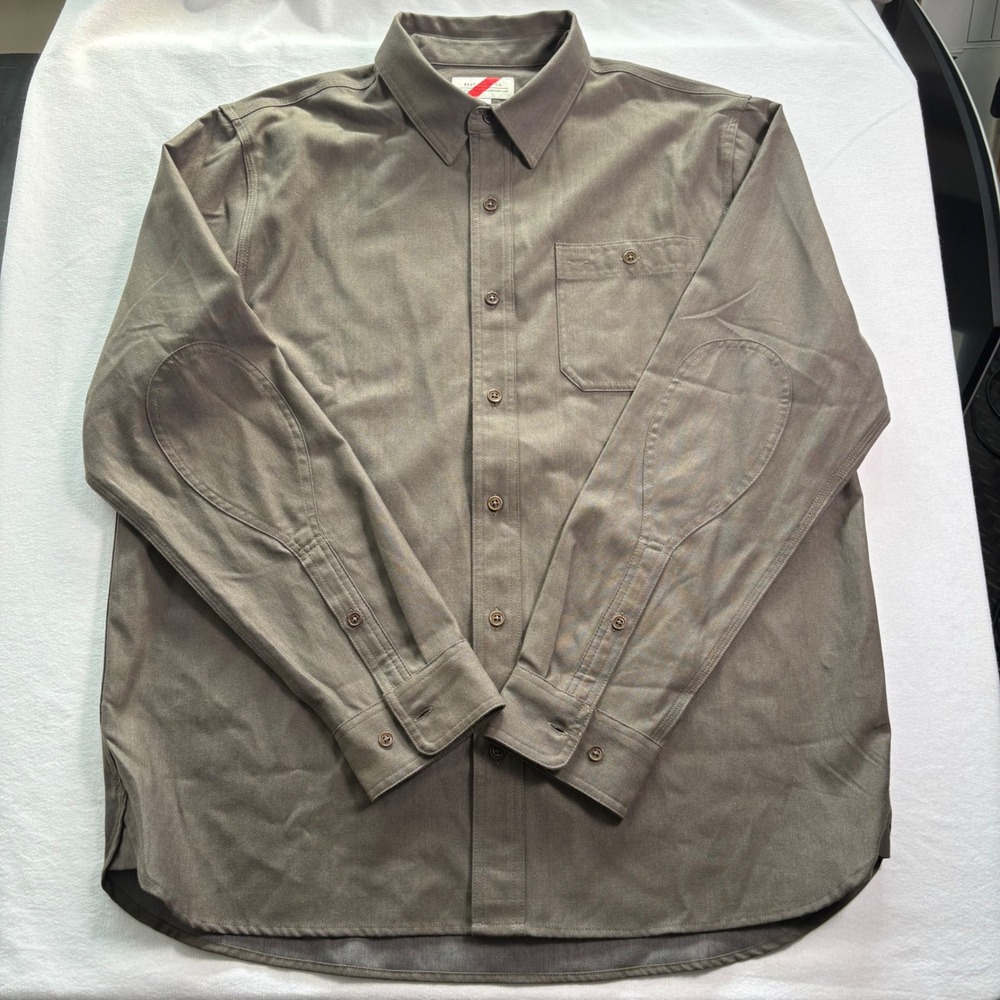 Best Made Co, Wool Blend Shirt, XL, Olive, Elbow Patches Utility, MSRP $128